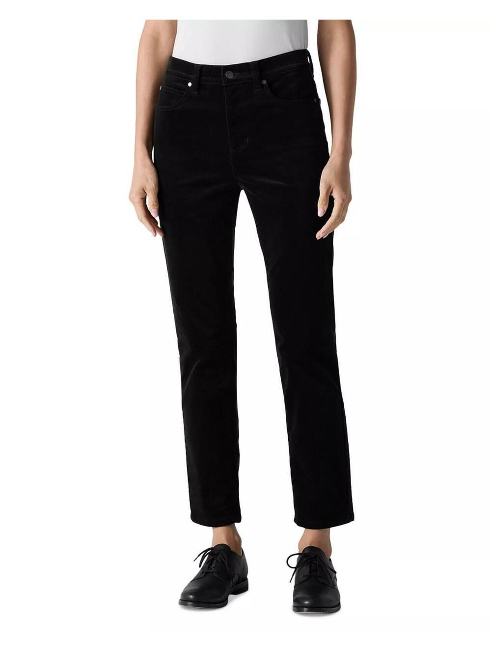 188$ Eileen Fisher High Waist Slim Velveteen Ankle Jeans Women’s Size XL Black
